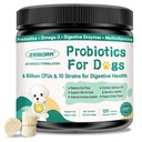 Köpekler için Probiyotikler Sağlığı, Köpek Probiyotikleri ve Digestive Enzymes, Prebiyotikler, Omega-3 & 6 ve Köpekler için 6 Milyar CFUs, Gut Health ve Immune Support, 120 Chews
