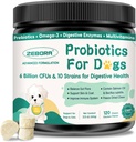 Köpekler için Probiyotikler Sağlığı, Köpek Probiyotikleri ve Digestive Enzymes, Prebiyotikler, Omega-3 & 6 ve Köpekler için 6 Milyar CFUs, Gut Health ve Immune Support, 120 Chews
