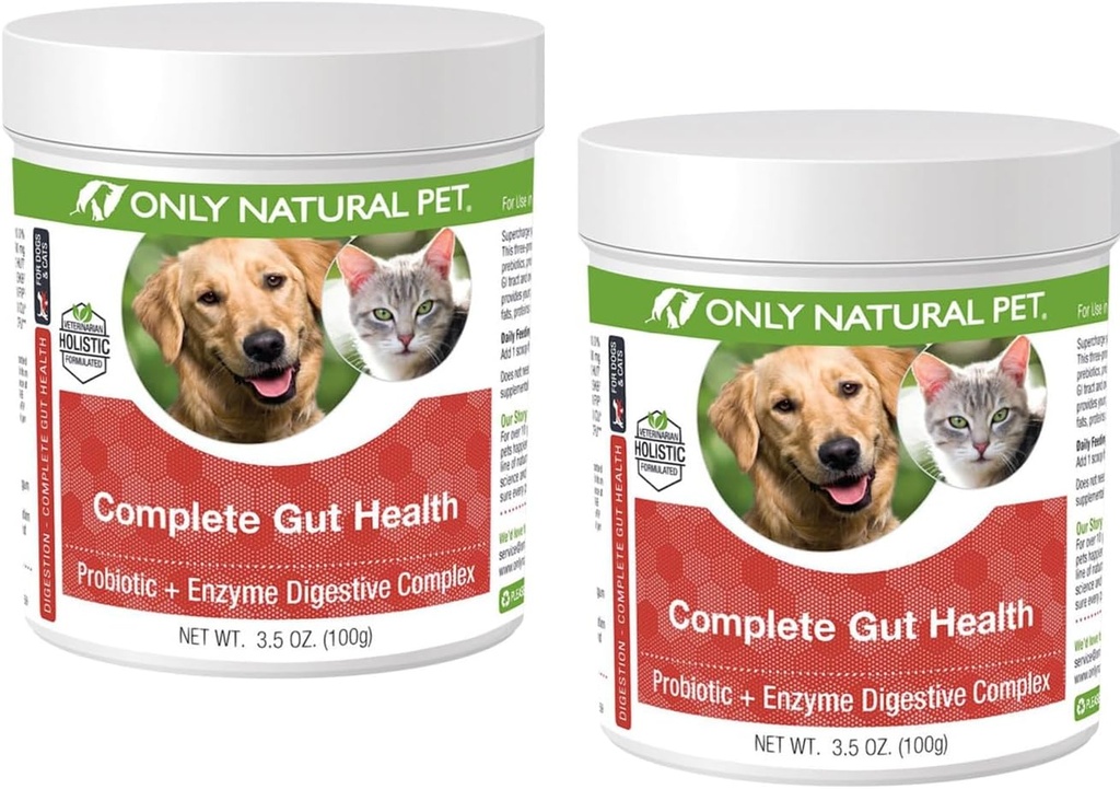 Sadece Doğal Pet Gut Health Kompleksi - Probiyotiks & Digestive Enzyme Supplement for Dogs & Cats - Sağlıklı Digestion, Immune System, Nutrient Abxia -3.5oz Toz (Pack of 2)