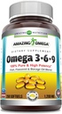 Amazing Omega 3.6.9 Tamam | 1200 Mg | Lemon Flavor | Benzersiz Flaxseed Oil, Borage Oil, Fatty Acids | Non-GMO | Gluten-Free | Made in USA (1 Pack | 250 Softgels)