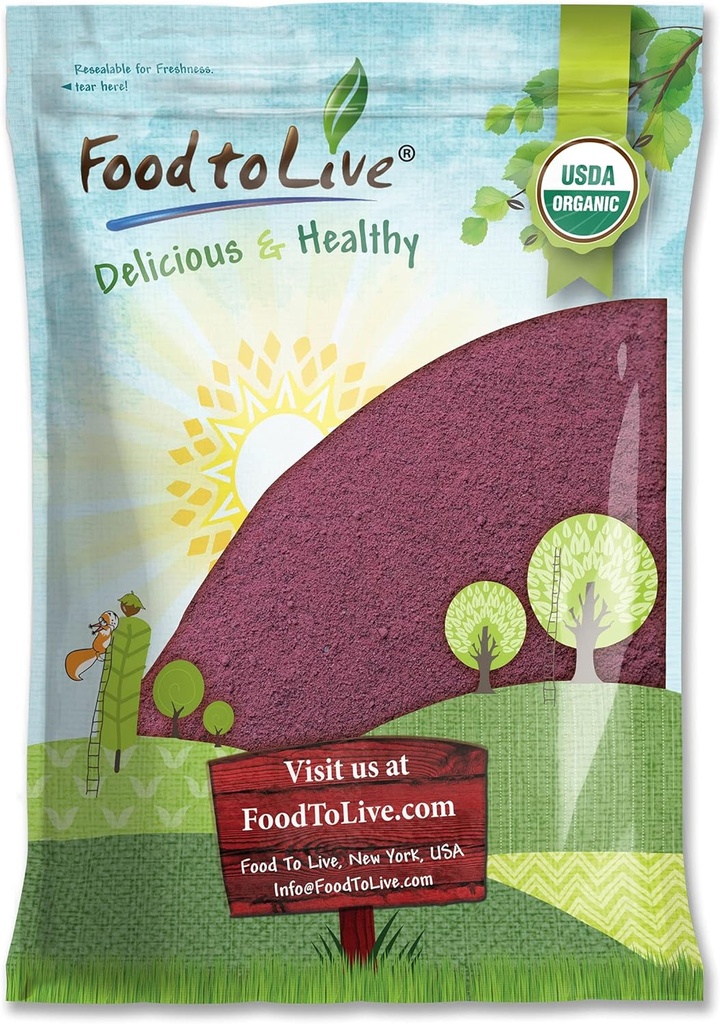 Yiyecek to Live Organic Black Elderberry Juice, 8 Pounds – Non-GMO, Raw Trayges'den yapılan, Unsulfured, Vegan, Bulk, Great for Baking, Smoothies, Yogurts, No Sulphites, Contains Maltodextrins
