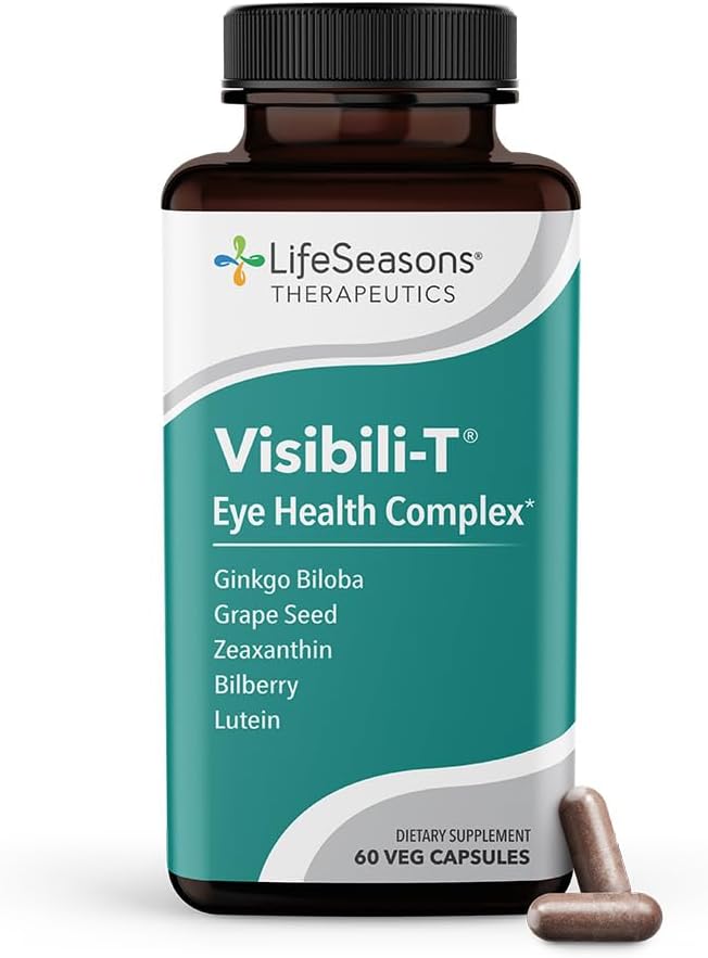 LifeSeasons Visibili-T with Bone Densi-T - Eye Health & Vision Support Supplement - Lutein, Chromium, Carrot Root, Bilberry, Ginkgo Biloba, Grape Seed Extract, Lycopene, Vitamin A& more - 120 Capsules