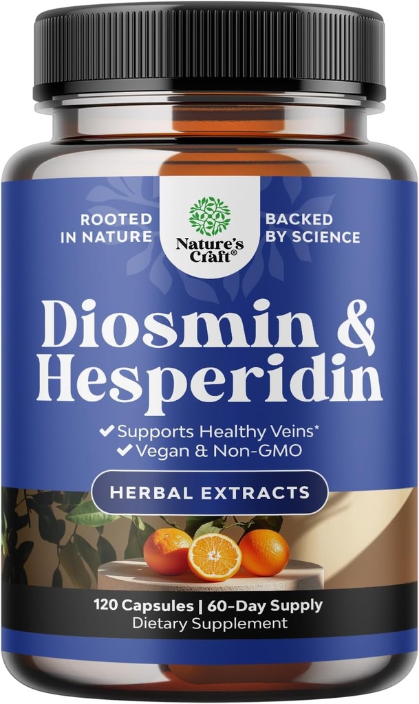 Circulation için Diosmin Hesperidin 1000 mg Kompleksi - Hesperidin & Diosmin Kompleksi Vein Desteği için Bitter Orange - ISO 17025 Lab Test Edildi - Vegan Non-GMO & Gluten Free (2 Ay Supply)
