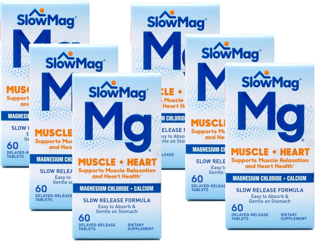 Slow Mag Magnezyum Klorid vedis, her biri 60 Tablet (Value Pack of 6)
