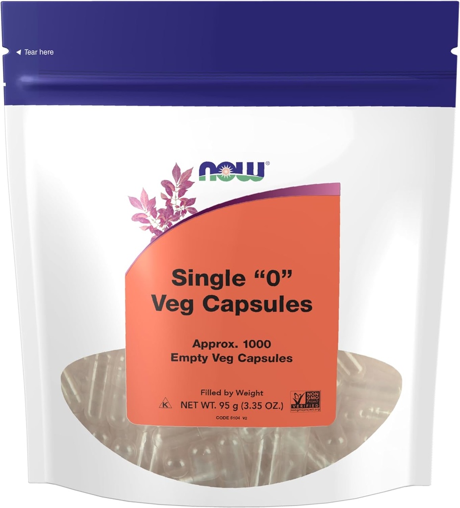 Şimdi Tamamlar, Boş Vejetaryen Capsules, Single "0", Kilo ile doldurun, Non-GMO Projesi Doğrulandı, 1.000 Veg Capsules