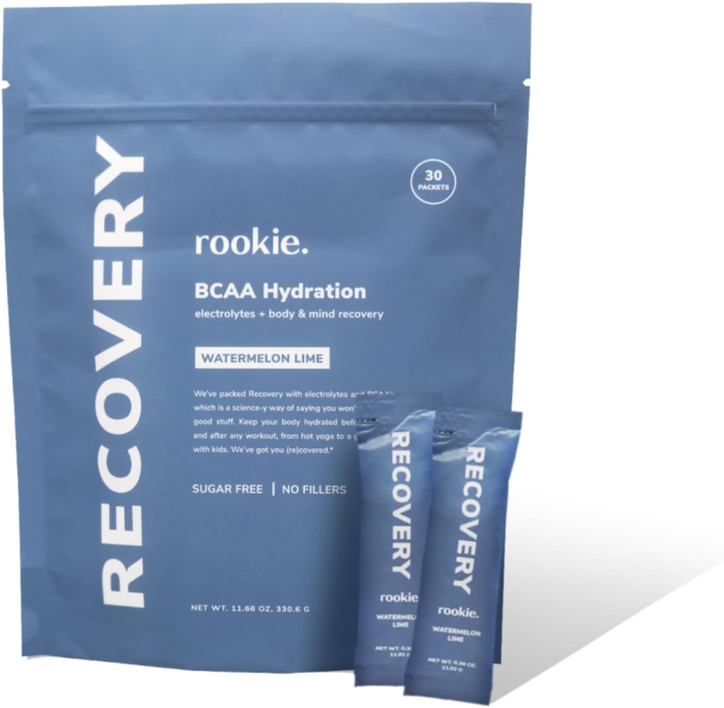 Rookie Wellness Recovery BCAA - Elektrolyte ve BCAA Tozu, Kas Kurtarma için 5 g of Branched Chain replicas, Electrolytes for Hydration, & Only 10 Calories (30 Servisler, Sumelon Lime)