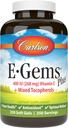 Carlson - E-Gems Plus, Doğal Vitamin E 400 IU, Sağlıklı Bir Kalp Destek, 250 yumuşak jel