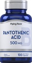 Piping Rock Pantothenic Acid 500 mg | 100 Capsules | asuba d-Pantothenate | Non-GMO, Gluten Free Supplement Supplement Supplement