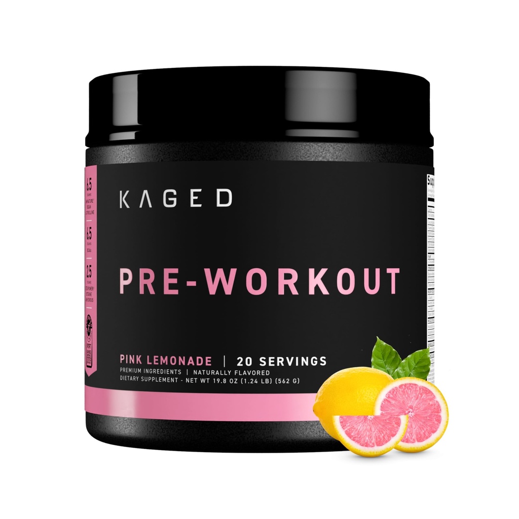 Kaged Original Pre Workout Powder | Pink Lemonade | Pre-Workout with Creatine, Beta Alanine, L-Citrulline, BCAAs | 274 mg Caffeine | Pre Supplements for Men & Women | 20 Servings