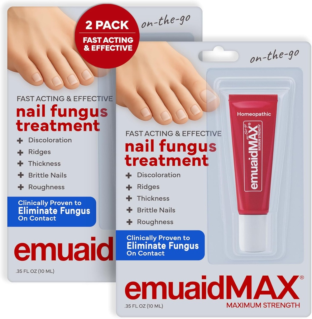 EMUAIDMAX Fungus Tedavisi Ointment – Dayanıklı Fungal Enfeksiyonları için Güçlü Doğal Nail & Toenail Fungus Tedavisi, Isching & Discomfort, On-Go Boyut, 0.35oz, 2 Pack