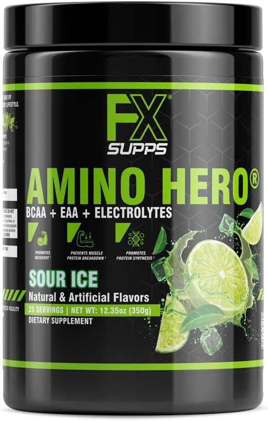 FXSUPPSEnergy Hero Sour Ice Flavor (25 hizmet) | Erkekler ve Kadınlar için Post-Workout Recovery İçecek | BCAA, EAA ve Elektrolytes | Endurance ve Sağlıklı Kaslar - 1 Pack