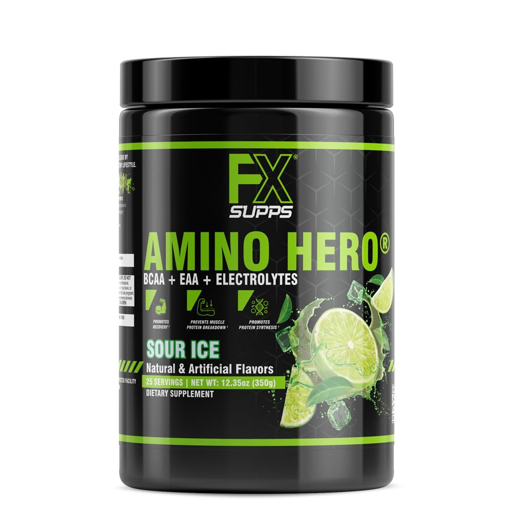 FXSUPPSEnergy Hero Sour Ice Flavor (25 hizmet) | Erkekler ve Kadınlar için Post-Workout Recovery İçecek | BCAA, EAA ve Elektrolytes | Endurance ve Sağlıklı Kaslar - 1 Pack