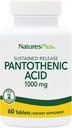 NaturesPlus Pantothenic Acid, Sustained Release - 1000 mg, 60 Tablet - Yüksek Lisans Vitamini B5 Supplement - Vegetarian, Gluten Free - 60 Hizmet