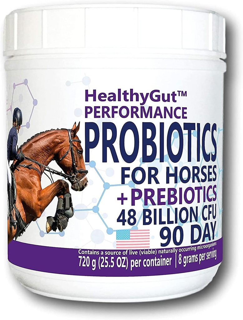 HealthyGutTM Probiotics for Horses Dietary Supplement, All-Natural Digestive System Performance Formula (90 Ημέρες)