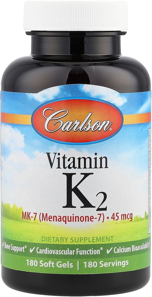 Carlson Labs Βιταμίνη K2-7 45 MCG Ορυκτό συμπλήρωμα Softgels, 180 κόμης