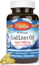 Carlson - Cod Liver Oil, Super 1000 mg + Vitamins A & D3, Wild Norveç, Sustainable Sourced, 100 Softgels