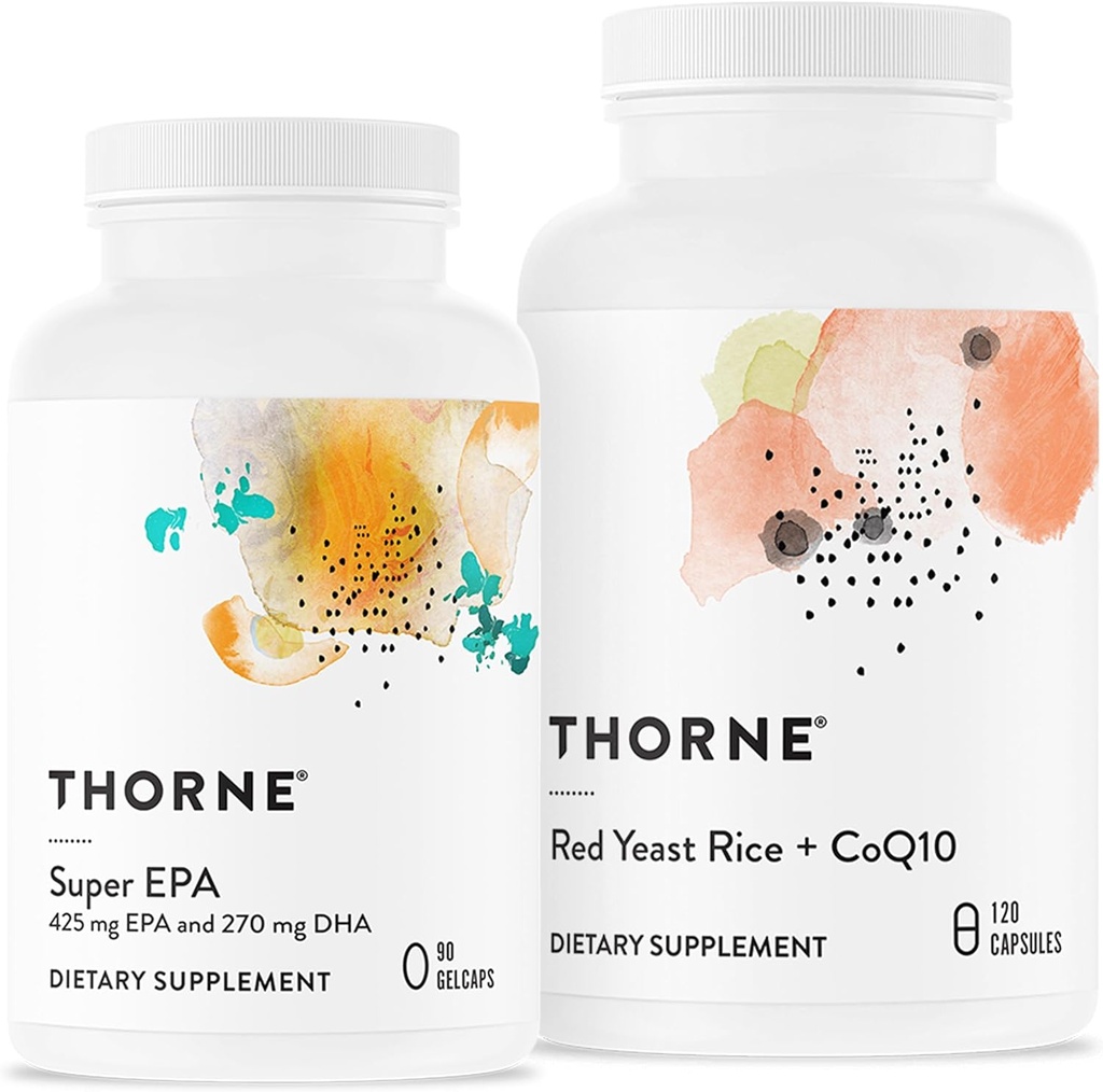THORNE - Super EPA ve Red Yeast Rice & CoQ10 Sche - Supports Cardiovascluar, Ortaklar, Beyin ve Skin Health - 90 ila 120 Hizmet