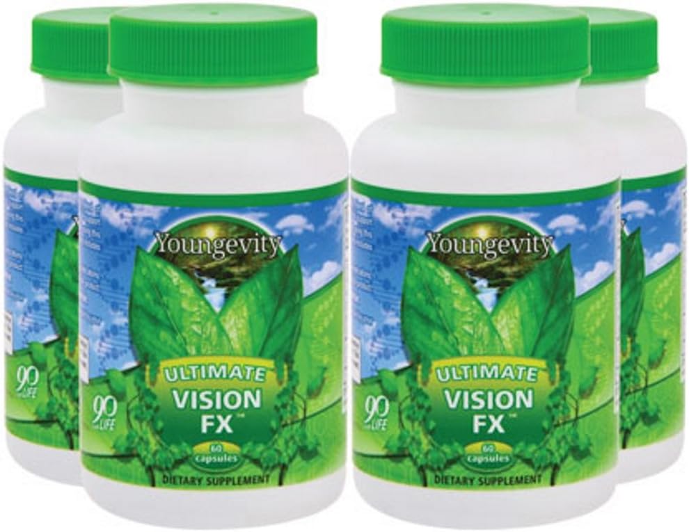Youngevity Ultimate Vision FXTM - Μείγμα βιταμίνης ματιών & ορυκτού - Lutein, CoQ10, Βιταμίνες A, C, E, Ψευδάργυρος, Χρώμιο, Σελήνιο για την υγεία των ματιών (60 κάψουλες - 4 συσκευασίες)