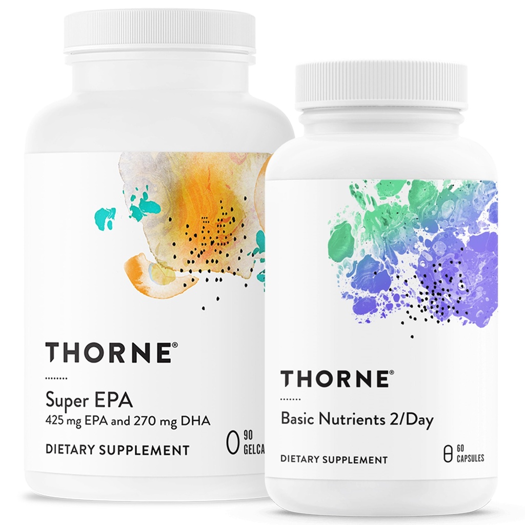 THORNE - Wellness Essentials Sche - Omega-3 & Multivitamin Combo - Super EPA & Basic Nutrients 2/Day - 30 Hizmet