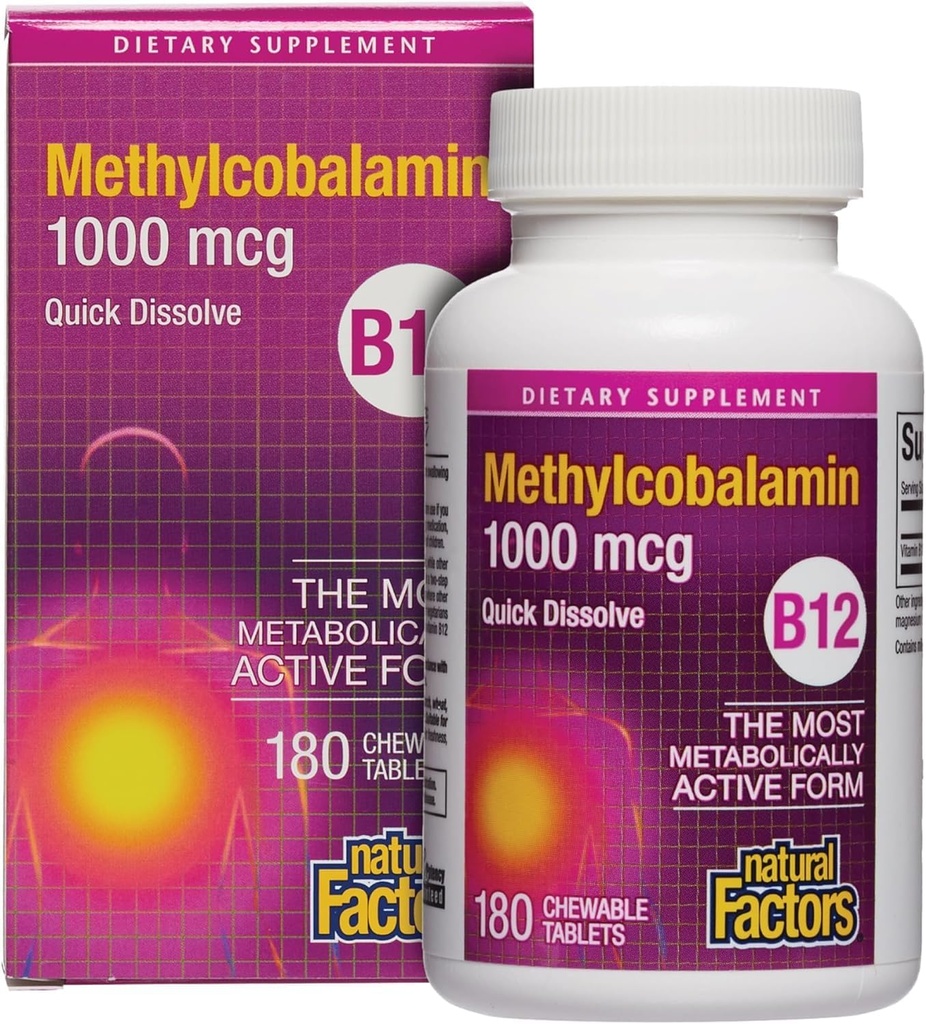 Doğal Faktörler, Vitamin B12 Torchcobalamin 1.000 mcg, B12'nin En Metabolik Olarak Aktif Formunu Teklifler, Quick Discrypt Tabletleri