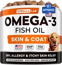 StrellaLab Omega 3 for Dogs - (180Ct) Balık Yağı Tedaviler - Anti Shedding & Hot Spots Tedavisi - Pet Salmon Oil Chews - Tavuk Flavor