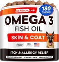 StrellaLab Omega 3 for Dogs - (180Ct) Balık Yağı Tedaviler - Anti Shedding & Hot Spots Tedavisi - Pet Salmon Oil Chews - Tavuk Flavor