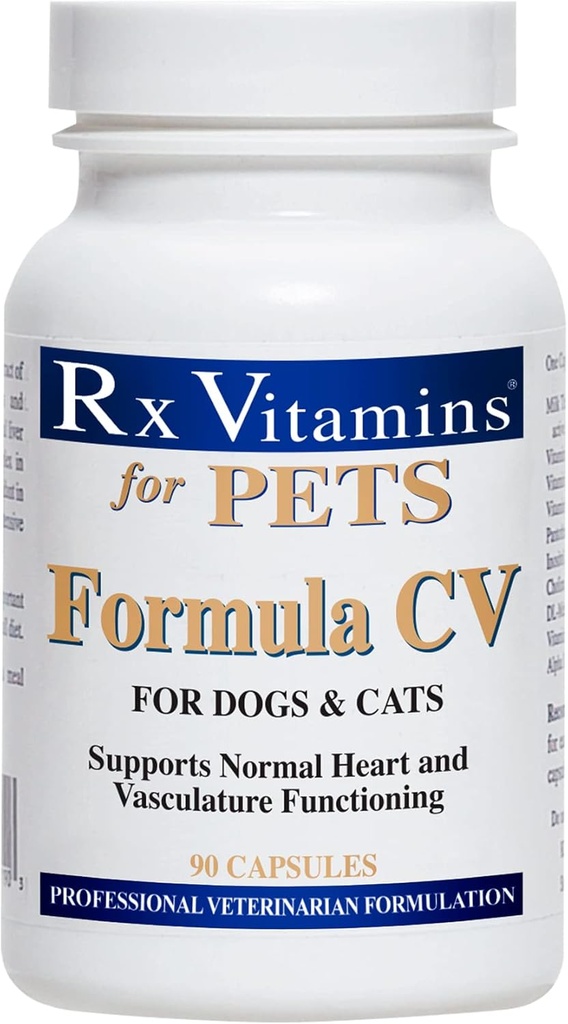 Rx Vitaminleri Köpekler ve Kediler için Formula CV - Kedi ve Köpek Kalp Sağlığı - Feline & Canine Cardiyak Desteği - 90 ctt