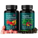 Her gün Debloat & Detox Sugar-Free Fruits ve Veggies Gummies - Superfood Meyve ve Sebze Supplement (120 Chews) Cruelty-Free, Vegan, Gluten-Free, Meyve ve Vitaminler