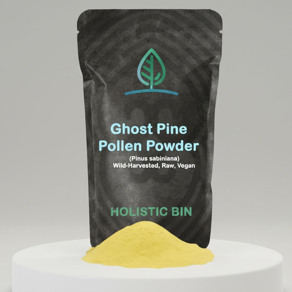 Holistic Bin Organic Pine Pollen Powder Pharmaceutical Grade, Wild Harved, Golden California Pine Pollen 