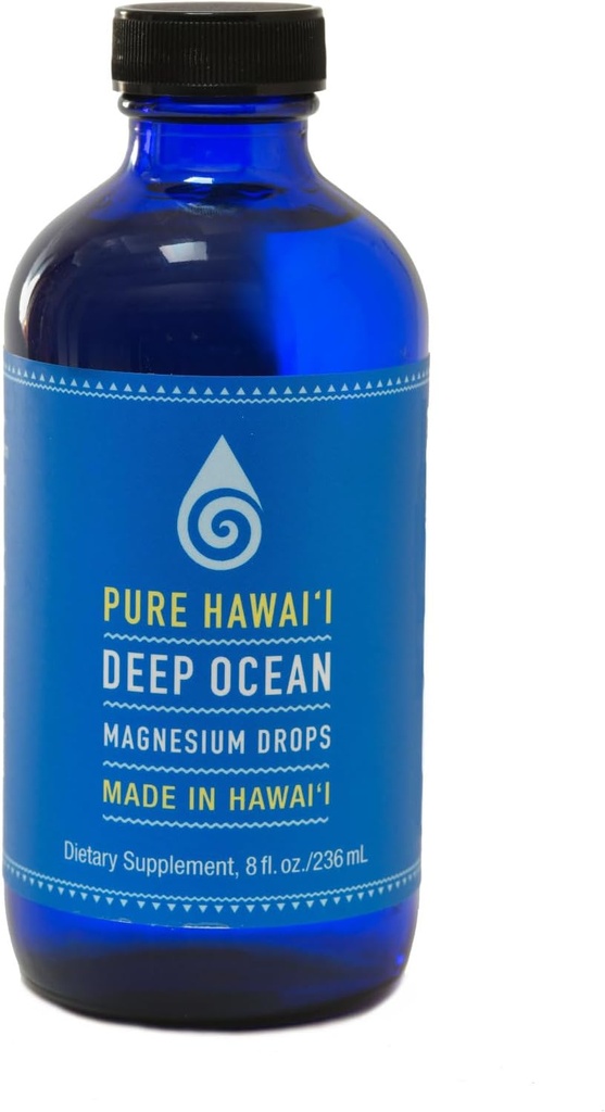 Pure Hawaii Deep Ocean Magnezyum Drops Refill Şişe 8oz. – Made in Hawaii – with Other Trace Minerals – Aids in Brain, Mood, Muscle, Nerve, & Cardiovascular Health