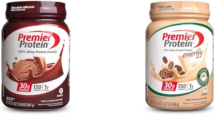 Premier protein Toz, Chocolate Milkshake & Cafe Latte, 30g protein, 1g Sugar, 100% Whey, Keto Friendly, Gluten Free, 17 Hizmet, 23.9 Ounce (2 Pack)