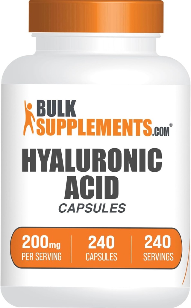 BulkSupplements.com Hyaluronic Acid Capsules - Hyaluronic Acid Supplements, Hyaluronic Acid 200 mg - Pure & Gluten Free, 1 Capsule per Service, 240 Count (Pack of 1)