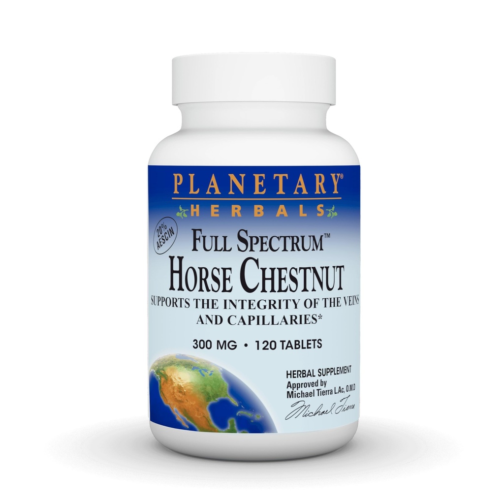 Planetary Herbals Full Spectrum Horse Chestnut, Υποστηρίζει την Ακεραιότητα των Veins και των τριχοειδών *, 500 mg - 120 δισκία