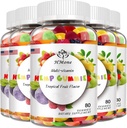 5 Packs Organic Hemp Gummies High Potency with Pure Hemp Oil Extract Vegan Edible Bear Candy - Non-GMO, Vegan, Low Sugar