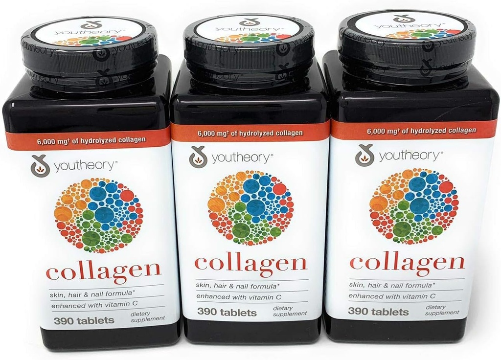 Youtheory Collagen Advanced Formula Tabletleri - 390 ct (3 Toplam 1170 Tablet için Paket)