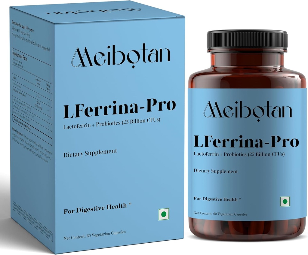 lactoferrin Supplement with Probiyotiks for Men & Women - Stimulates The Immune System, Regulates Iron Metabolism, Digestion, Immunity Support- 60 Veg Capsules