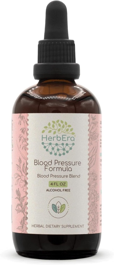 HerbEra Blood Pressure Formula B120 Alcohol-Free Extract Βάμμα: Hawthorn Leaf, Motherwort Herb, Cayenne Pepper, Hibiscus Flower, Spirulina. Μείγμα πίεσης αίματος 4 Fl Oz