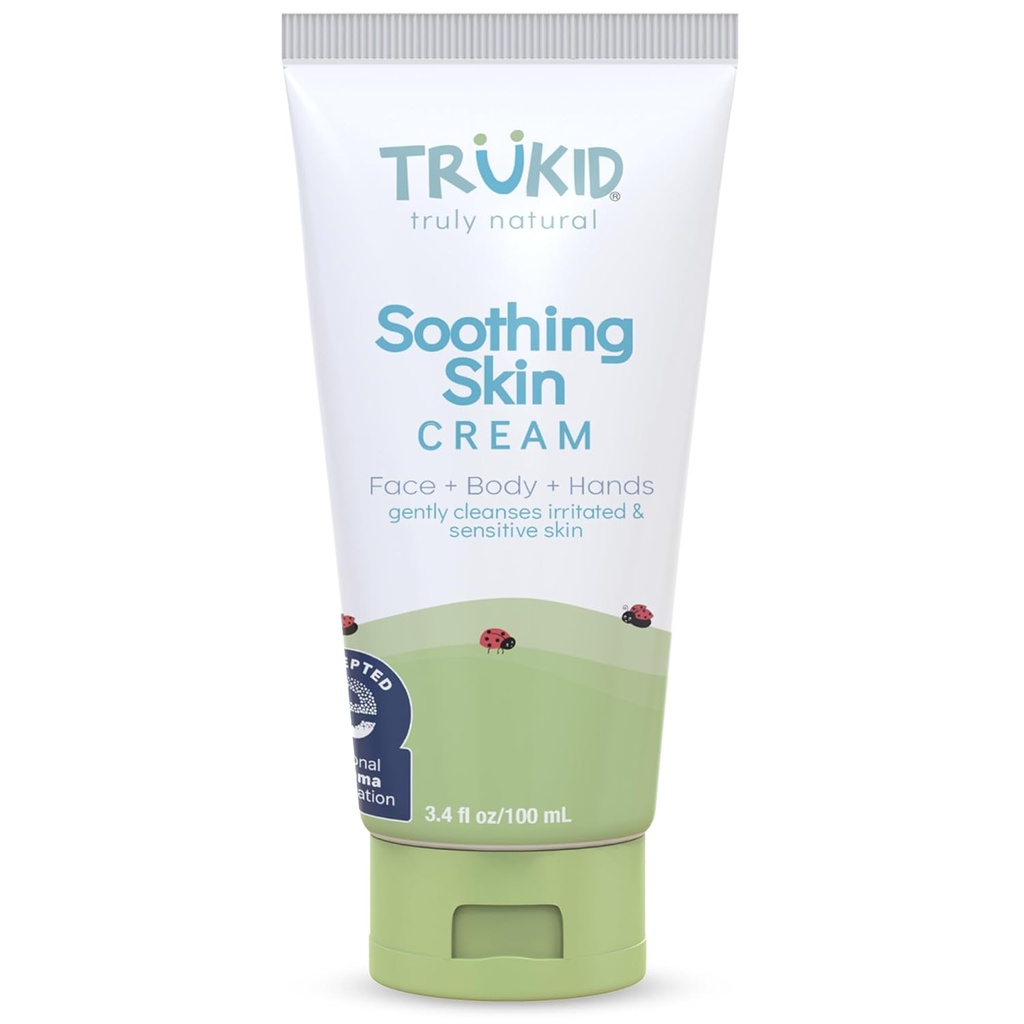 TruKid Doğal Eczema Çocuklar için Krem, Toddler & Bebekler, NEA-Accepted for Eczema, Face, Body, & Hands, Unscented, Hydrates & Moisturizes Irritated & Itchy Skin, 3.4oz