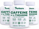 Caffeine Theanine Capsules Pills 100 mg Caffeine + 200 mg L Theanine for Pre Workout Energy, and Clarity Energy Pills for Fatigue, Nootropic Supplement, 120 Day Supply, Pack of 3