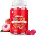 Βιταμίνη D3 K2 Gummies Χωρίς ζάχαρη, K2 D3 Συμπλήρωμα βιταμίνης 9000 IU για ενήλικες γυναίκες Μυϊκά Δόντια Ανοσοποιητική Υποστήριξη 90 Counts, Ροδάκινο Γεύση