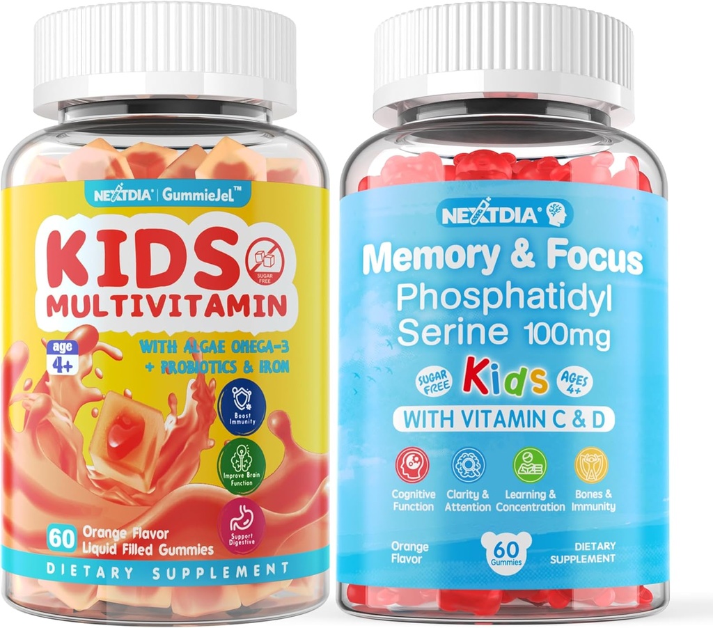 2 Pack Phosphatidylserine συμπλήρωμα για τα παιδιά + 2 Pack παιδιά πολυβιταμίνες gummes