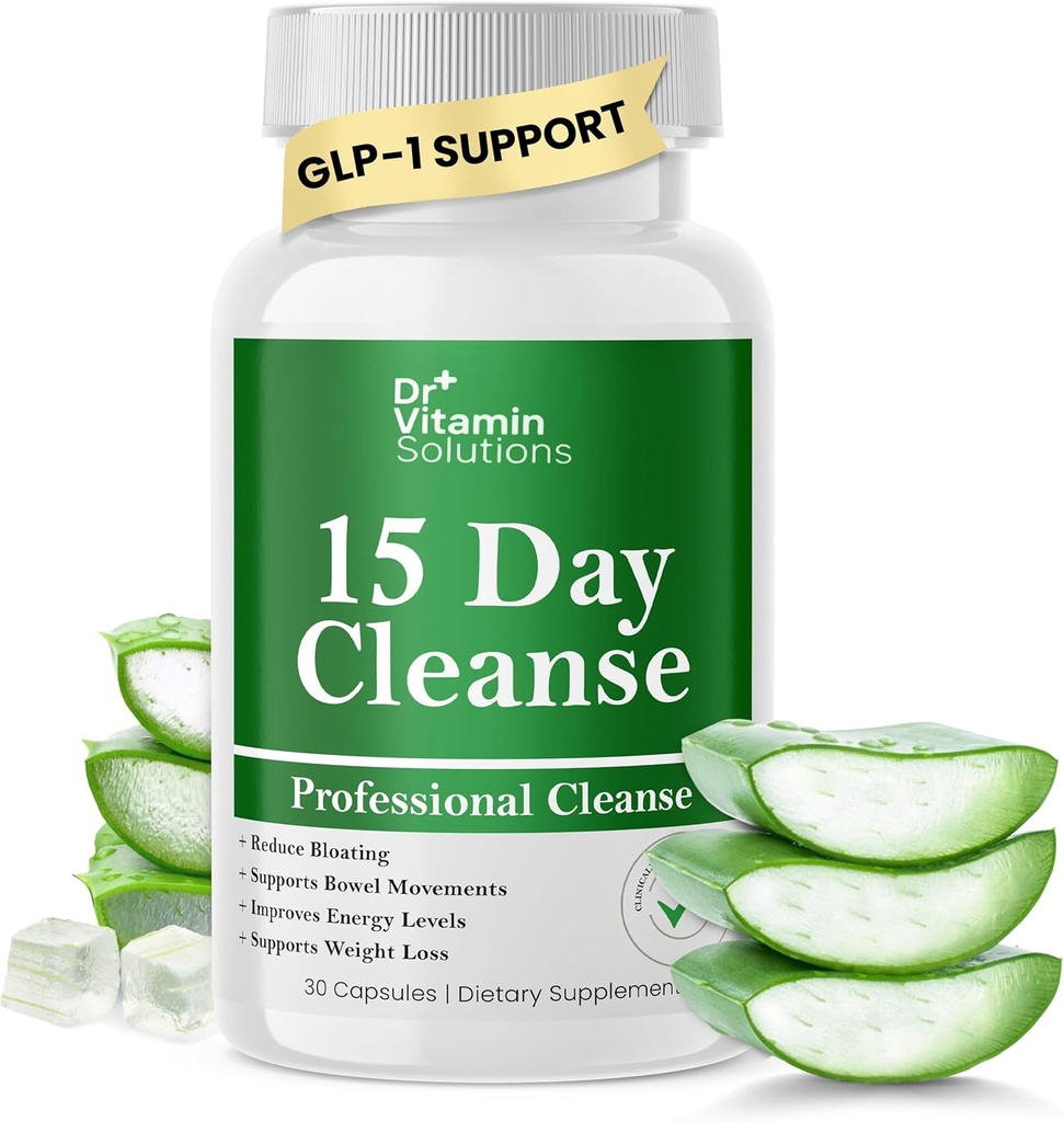 DR VITAMIN SOLUTIONS 15 Day Gut Cleanse Detox for Women, GLP-1 Support - Natural Colon & Detox Kilo kaybı için Temiz - Bloating & Constipation Relief - Flushes Toxins & Supports Immunity - 30 Ct.
