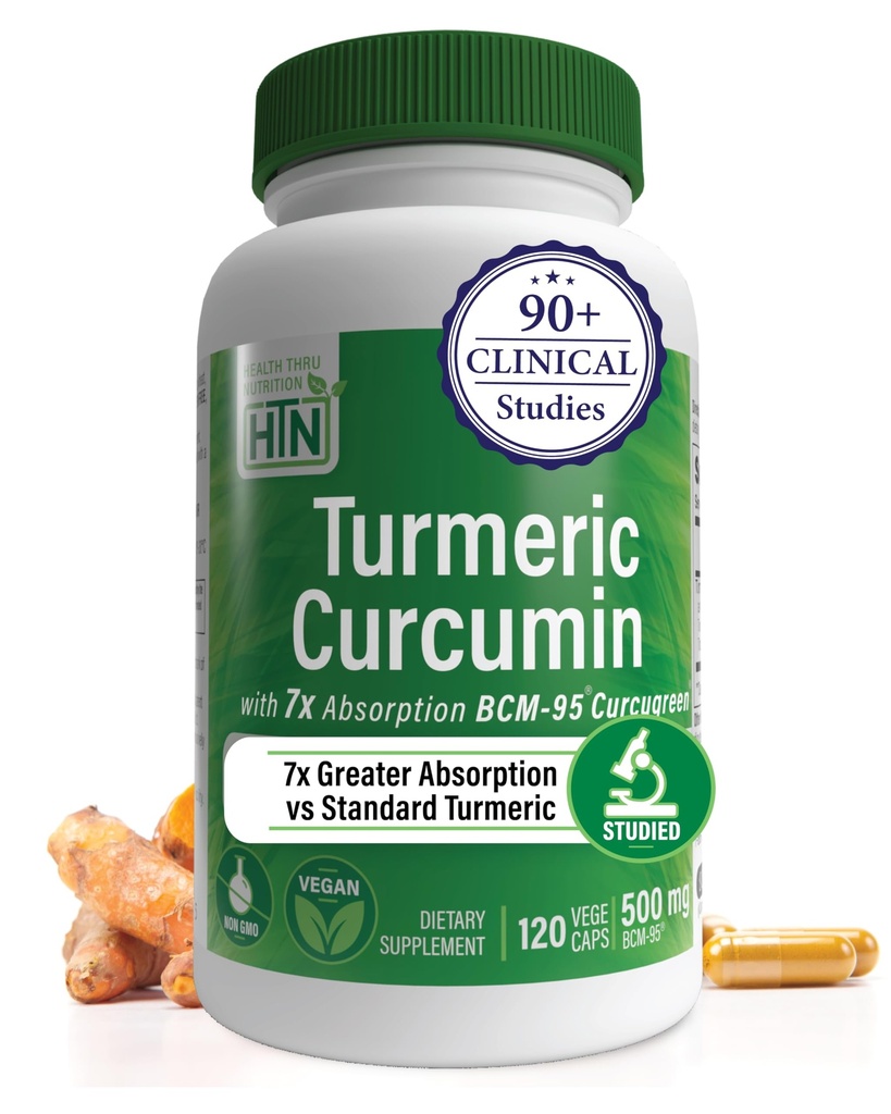 Sağlık Thru Beslenme Turmeric Curcumin Kompleksi 500 mg Supplement | BCM-95 Curcugreen Klinik olarak Studied | Vegan sertifikalı (120 paketi)