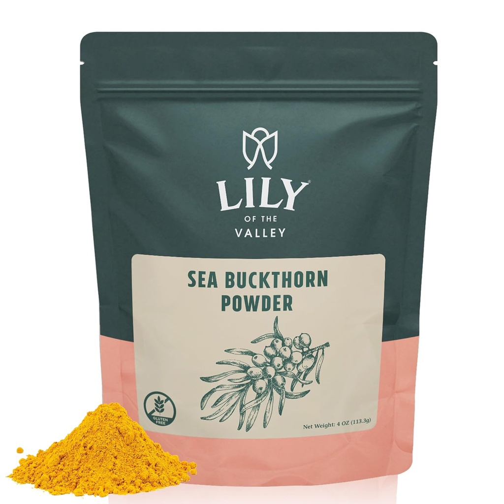 Lily of the Valley Sea Buckthorn Powder - Rhamnus Cathartica - Δεν Προστέθηκε Ζάχαρη - Tart Berry Γεύση - Vegan & Gluten-Free - Συσκευασία σε Resealable Pouch (4oz, 113g)