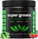 NutraChamps Super Greens Toz Premium Superfood | 20+ Organik Yeşil Veggie Tüm Gıdalar | Buğday Çim, Spirulina, Chlorella | Antioksi, Digestive Enzyme & Probiyotik Mixs (9.0 Oz, Berry)