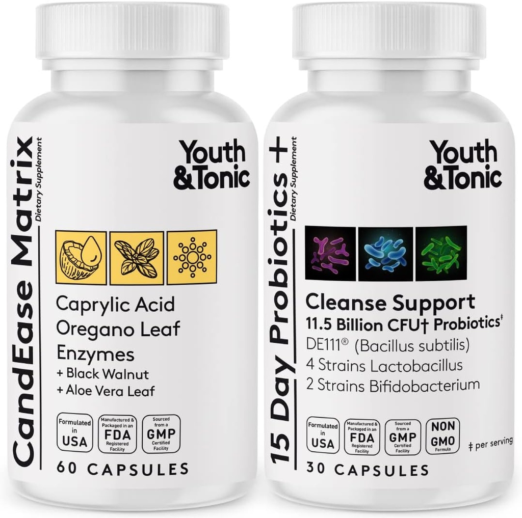 Gençlik ve Tonic Oregano & Caprylic Asit Gut Health Supplement with Probiyotiks & Herbs for Gut Flora Balance, Digestive & Intestinal Health and Immune Support – 90 Capsules