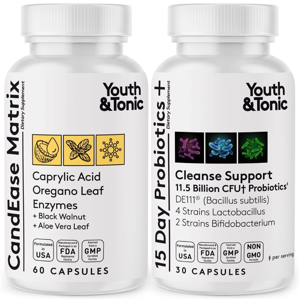 Gençlik ve Tonic Oregano & Caprylic Asit Gut Health Supplement with Probiyotiks & Herbs for Gut Flora Balance, Digestive & Intestinal Health and Immune Support – 90 Capsules