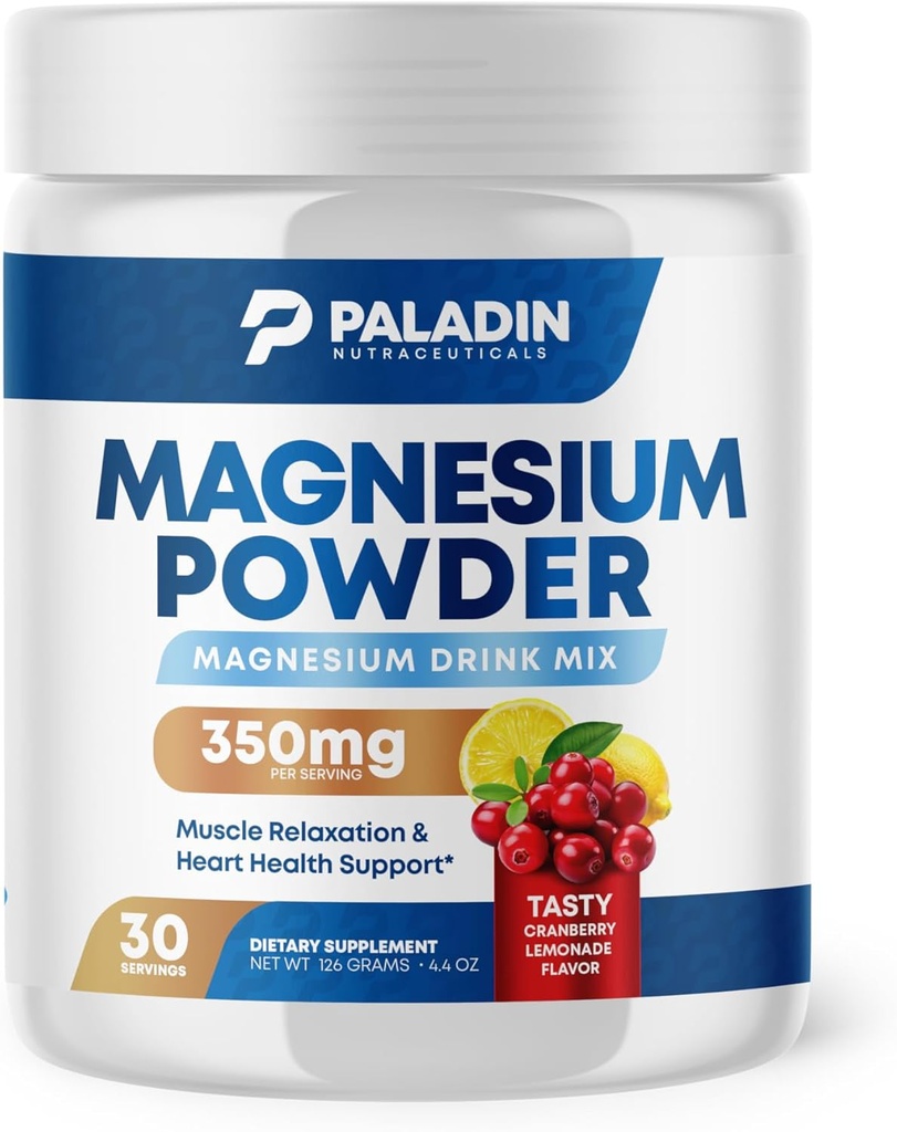 Magnezyum Toz - Calm & Regularity için Anti-Stress İçecek Mix - Magnezyum Citrate Supplement - Rahatlama, Kas & Kalp Desteği - Cranberry Lemonade Flavor - 30 Hizmet