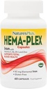 NaturesPlus Hema-Plex Iron - 60 Κάψουλες ταχείας δράσης - 85 mg Χηλικός σίδηρος - Συνολική υγεία του αίματος - με βιταμίνη C & Bioflavonoids - Vegan, Χωρίς γλουτένη - 30 Σερβιέτες
