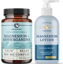 Nobi Beslenme Magnezyum Lotion ve Magnezyum Ashwagandha Supplement | Full Body Magnezyum Support for Body and Mind with 8 Fl Oz Topical Magnezyum Plus 2 Ay Supply Magnezyum Pills